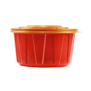 一次性红白塑料圆形外卖餐盒