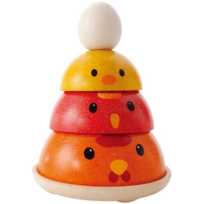 泰国进口Plantoys小鸡成长套盒宝宝益智木质玩具立体堆叠1-2-3岁
