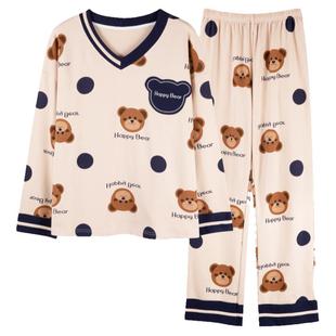 睡衣女款春秋季2026年新款纯棉长袖学生可爱小熊春夏款家居服套装