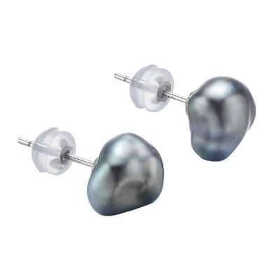 海蒂大溪地黑珍珠耳钉18K金