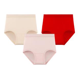 [3条装]三枪中老年女士高腰全棉内裤纯棉宽松大码纯色宽三角内裤