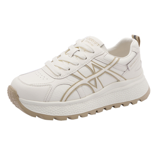 真皮阿甘小白鞋女款2026春季新款巨好看不累脚厚底休闲运动老爹鞋