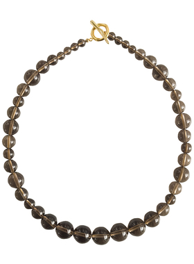 HOPIN茶晶透明水晶串珠项链