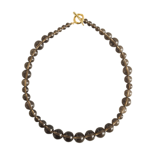 HOPIN 茶晶透明项链原创小众设计轻奢简约时尚中古串珠饰品