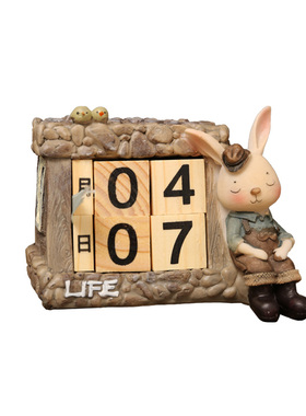 情侣可爱风卡通餐桌木质兔子摆件