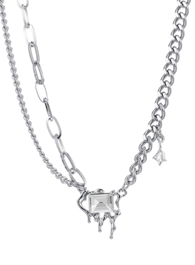 甜酷风方钻熔岩项链女潮小众设计