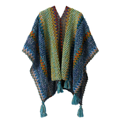 秋冬季针织民族风女流苏披肩保暖