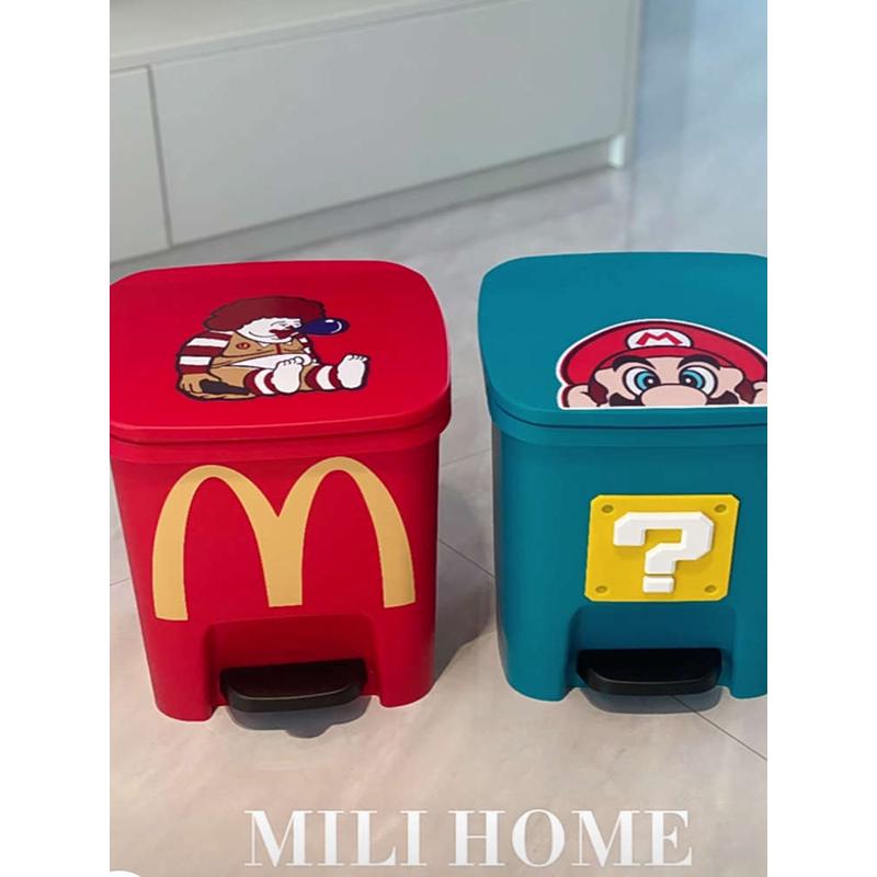 麦当劳厨房垃圾桶家用客厅大号大容量脚踏可爱创意带盖卧室高颜值