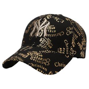 时尚显脸小棒球帽女春夏休闲满印字母刺绣硬顶男街头遮阳帽子秋冬