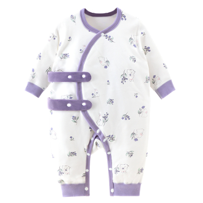 婴儿连体衣夹棉羊毛保暖快穿衣