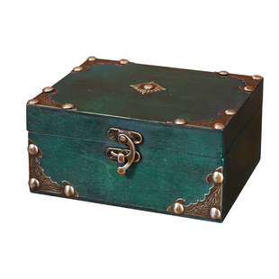 复古木质宝藏百宝箱收纳盒带锁密码盒精致保险首饰盒小箱子木盒子