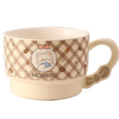 大容量可爱猫咪早餐杯带勺马克杯