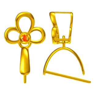 18K金扣头加厚万能夹扣瓜子扣玉石红宝石镶嵌K金吊坠扣项链坠配件