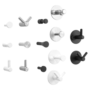 打孔壁挂不锈钢实心衣钩挂钩厨房浴室玄关小单个白黑免打孔钥匙钩