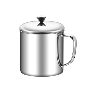 304不锈钢水杯烤梨杯大号茶缸带盖手柄幼儿园小口杯儿童防摔杯子