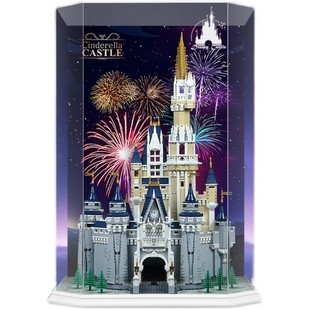 适用乐高71040迪士尼城堡展示盒亚克力展示柜防尘罩灯光灯饰43222
