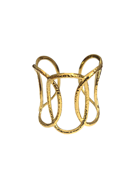 欧美小众夸张金色镂空手镯宽版女开口可调镀金轻奢高级感个性手环