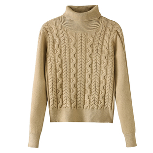 高领短款毛衣女冬季加厚套头针织衫小个子上衣高腰修身内搭打底衫