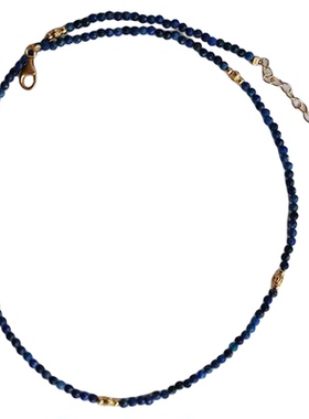 925纯银青金石水晶串珠锁骨项链