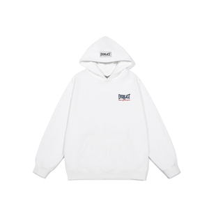 美国EVERLAST拳击美式高街运动廓形oversize重磅纯棉白色连帽卫衣