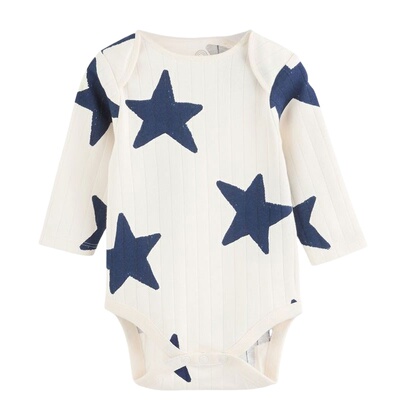 英国NEXT男宝宝三角螺纹棉哈衣爬