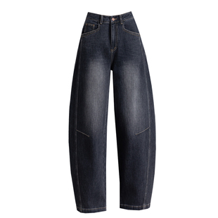 美式复古黑色加绒牛仔裤女2026新款宽松版型裤子秋冬季弯刀裤女裤