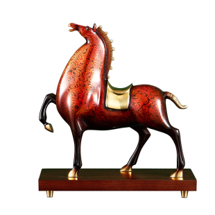 黄铜大漆铜马到成功摆件客厅玄关办公室开业乔迁新居礼品高档装饰