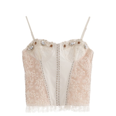 AZure蕾丝拼接吊带背心网纱裙夏