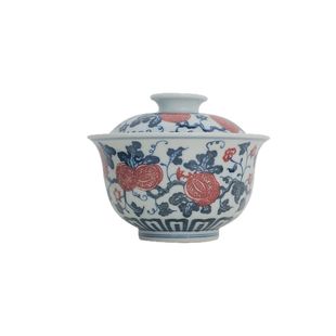 小谦山房宣德瓜瓞绵绵青花釉里红盖碗单个高档泡茶碗陶瓷茶具套装