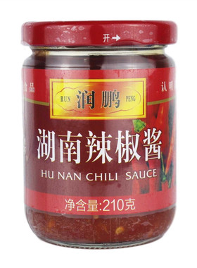 润鹏湖南蒜蓉辣椒酱210g瓶香辣