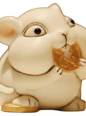 鹿角原创【鼠有财】手把件