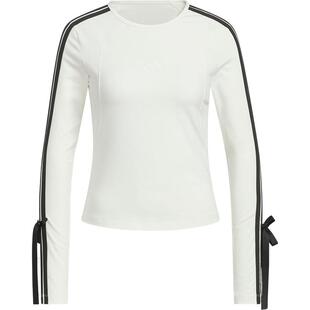 Adidas/阿迪达斯官方正品舒适女士针织修身蝴蝶结长袖T恤KG3861