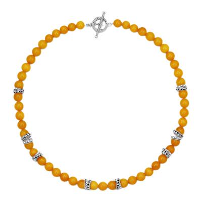 曼古银新中式琥珀蜜蜡项链女款