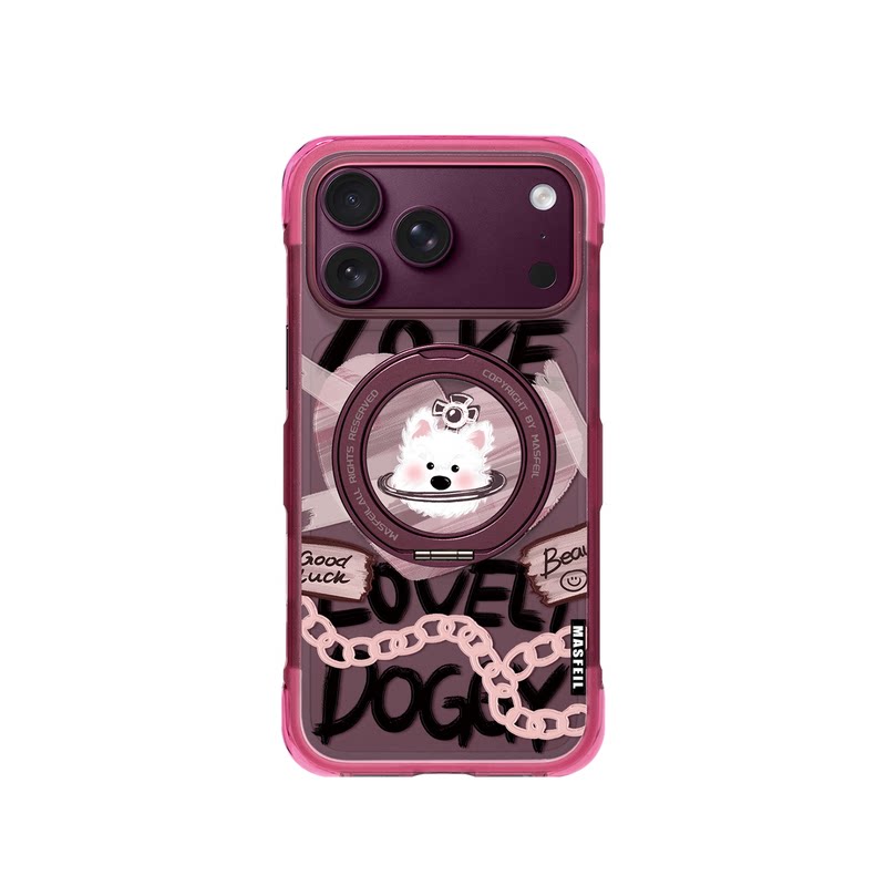 MASFEIL× 爱心西高地适用iPhone18Promax手机壳新款ip18磁吸带支架Go5苹果17Pro保护套支点全包高级超薄17pm