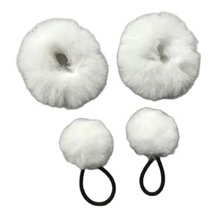双马尾白色毛绒发圈软妹萝莉lolita仿兔毛可爱JK发绳圆球发绳白球