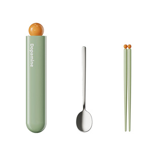 多巴胺便携式餐具套装304不锈钢勺子筷子上班族学生收纳盒一人用