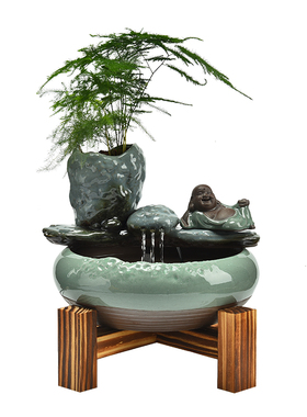 办公室内流水禅意风陶瓷加湿器