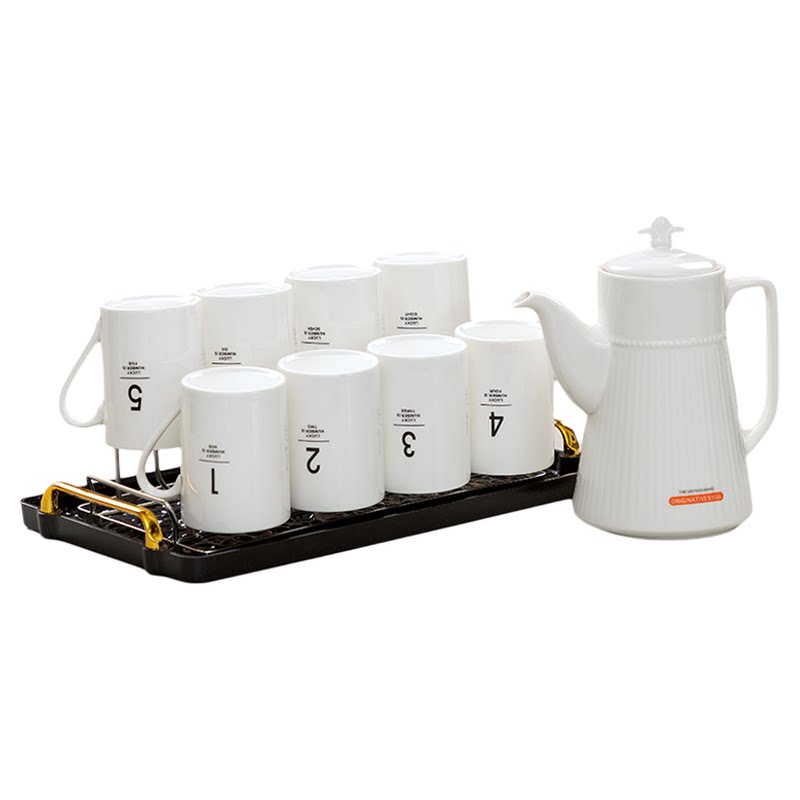 客厅简约陶瓷水具茶杯数字区分