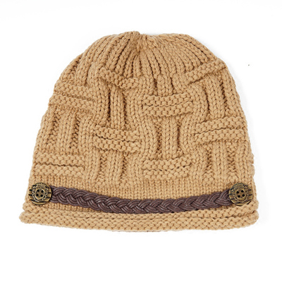 保暖护耳毛线帽女皮带