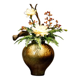 新中式禅意陶瓷花瓶摆件宋式高挑插花家居玄关桌面民宿高级感装饰