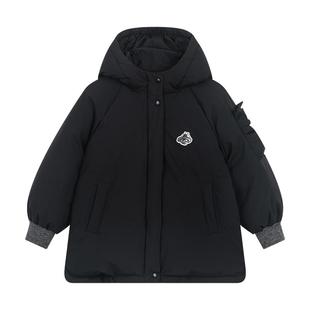 马拉丁儿童羽绒服25冬新款男小童立体抱抱兽三防连帽羽绒服