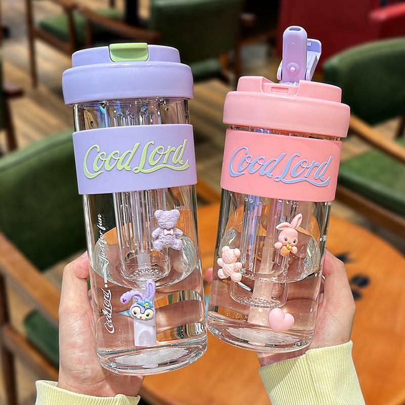 吸管玻璃杯耐高温带茶隔泡茶杯茶水分离便携耐热水杯夏季女生杯子