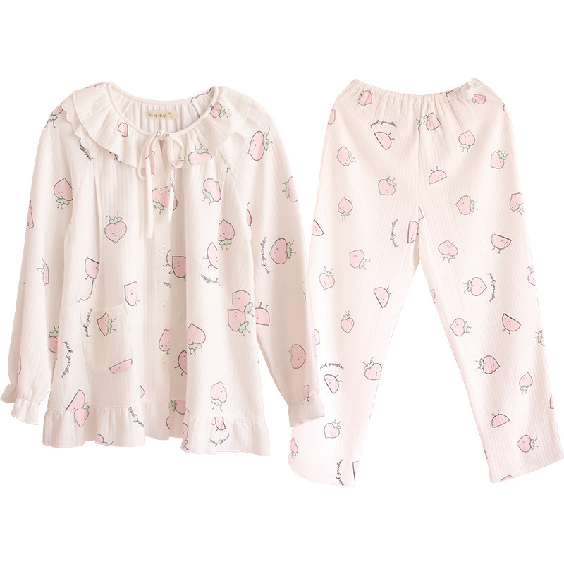 yourban月子服春秋季空气纯棉产后孕妇哺乳睡衣夏薄款纱布家居服