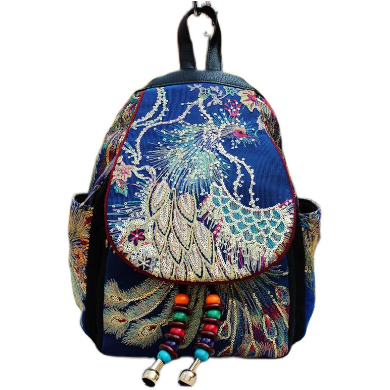 云南民族风古典凤凰帆布绣花斜挎手提包双肩包胸包刺绣包旅游包