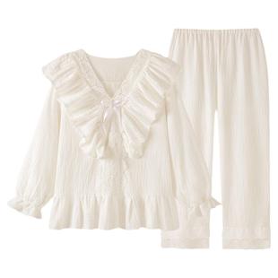 『半糖奶泡』日系甜美纯棉纱布睡衣春秋款女2026年新款ins家居服