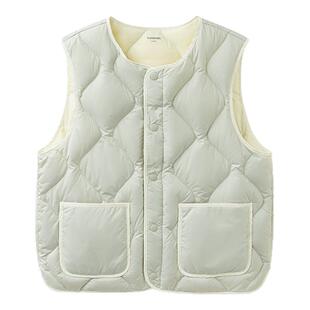 巴拉巴拉儿童羽绒马甲大童轻薄背心女童短款白色外套冬装新款童装