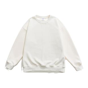 @港仔文艺男 420g重磅圆领卫衣男秋冬款复古纯色oversize套头衫