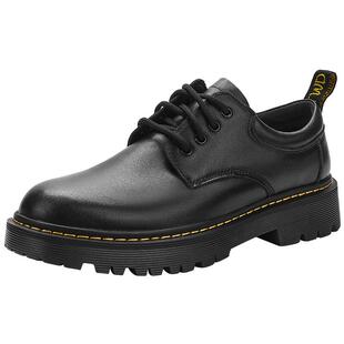 热风男鞋春季新款休闲皮鞋英伦风低帮马丁单鞋复古休闲增高鞋