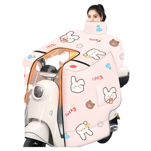 电动车挡风被冬季全包加绒加厚电瓶摩托车斗篷式防水防风罩25新款