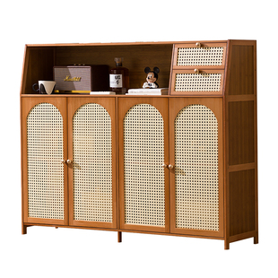 书柜复古风置物柜落地书架客厅靠墙边柜格子卧室储物柜一体矮柜子